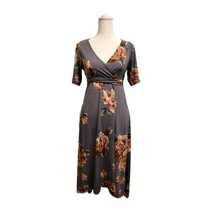 Hello Miz Maternity Dress Size Small Floral High Low Tie Back Stretchy Faux Wrap